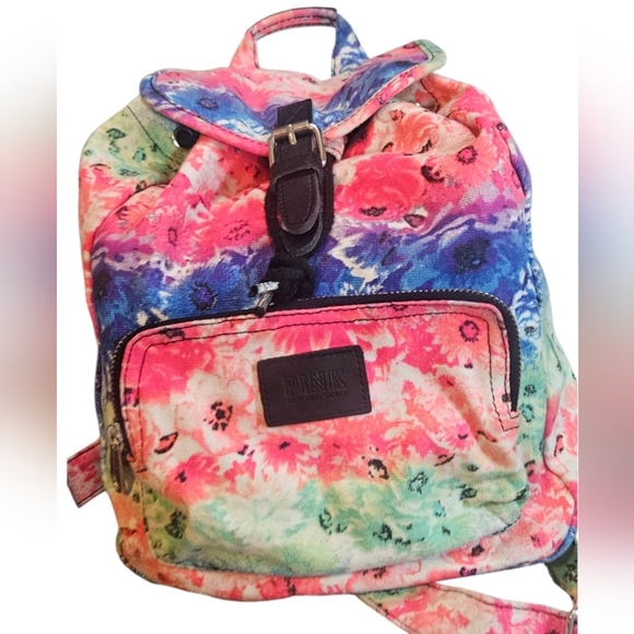 Victoria Secret PINK Backpack Tie Dye Floral Print 11"x14" - Picture 6 of 8